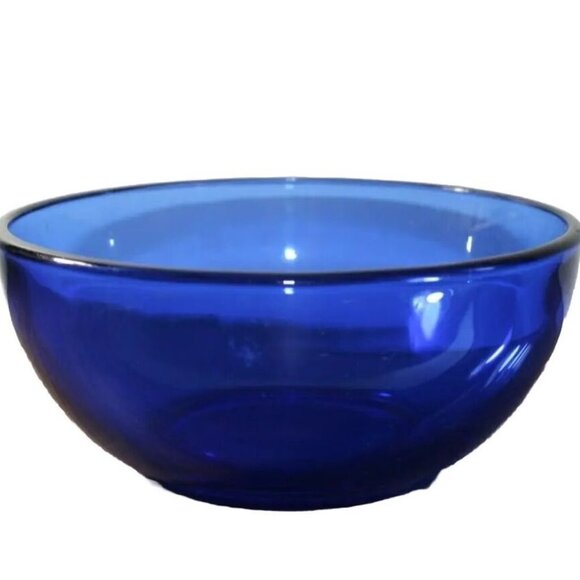 Cobalt Blue Glass Bowl 6"w 2.5"d Mexico Decorative Serveware - Picture 1 of 6